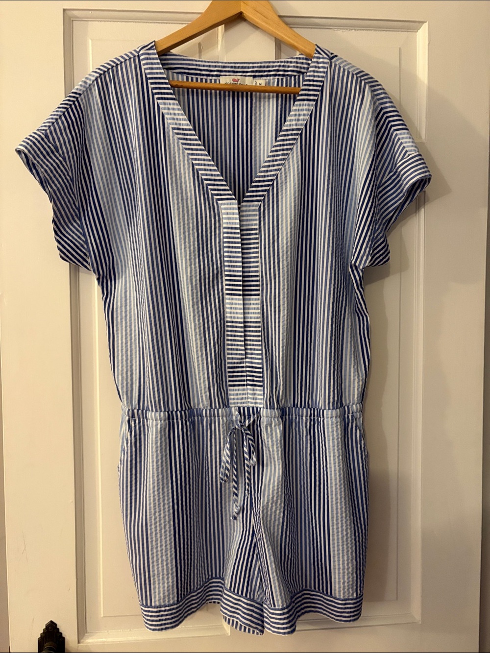 Vineyard Vines Blue and White Striped Short Sleeve Romper